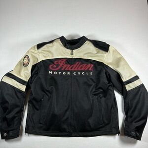 Indian Motorcycle Armored Riding Jacket Men Size XL Cream And Black Full Zip